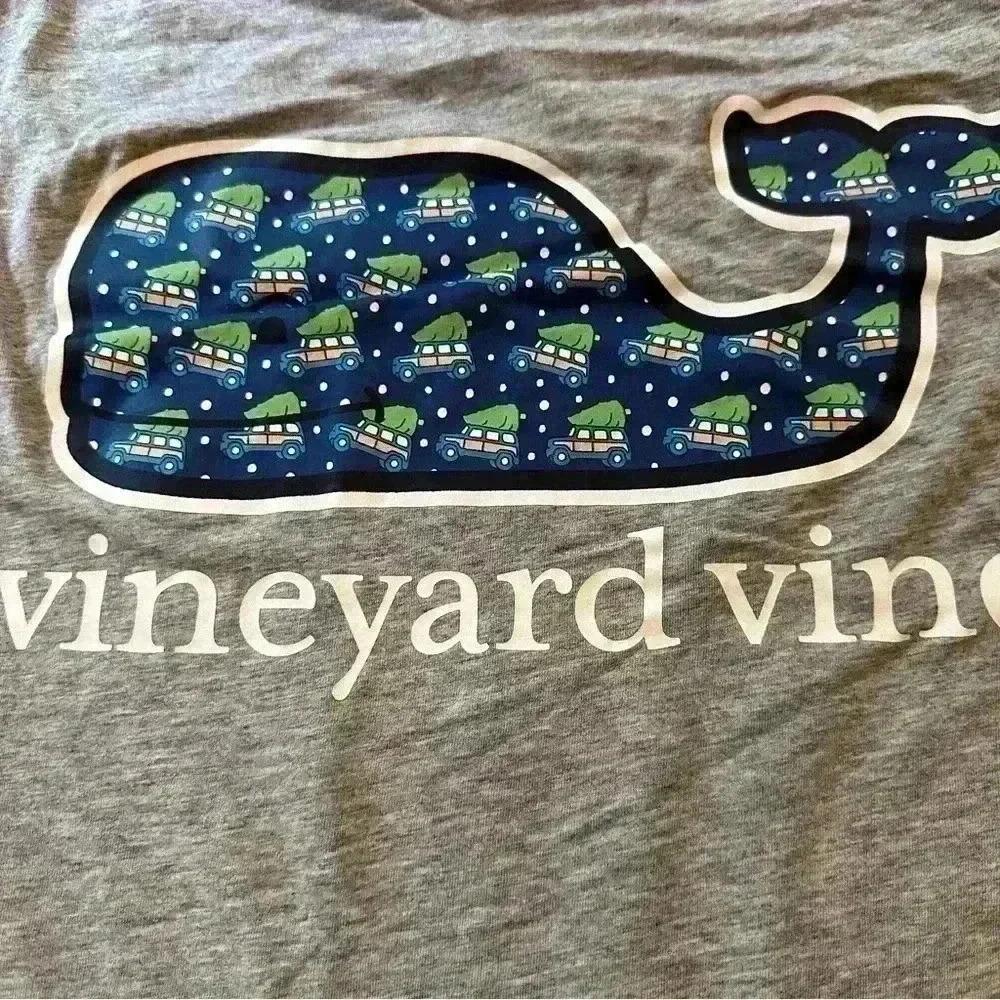 Vineyard Vines Gray Shirt with Blue and Green Whale Design